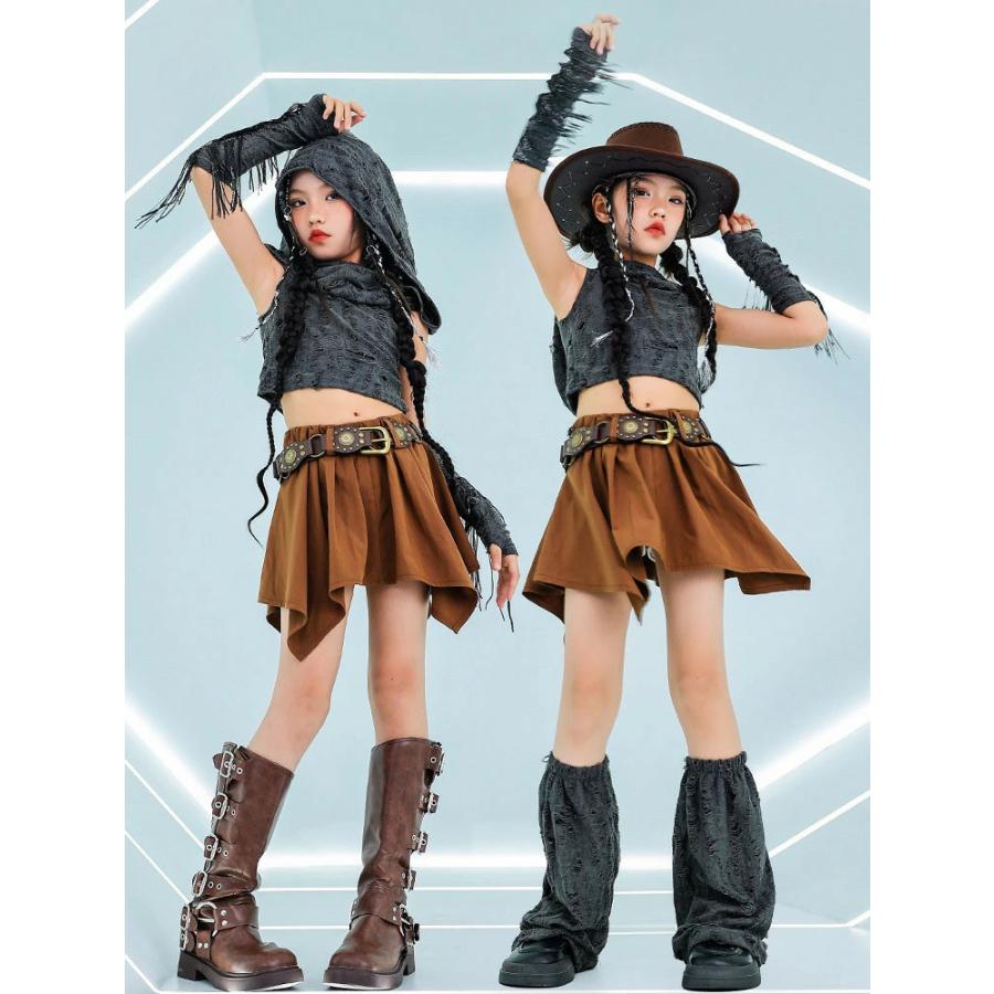 グレー トップス スカート パンク風 アームカバー レッグウォーマー