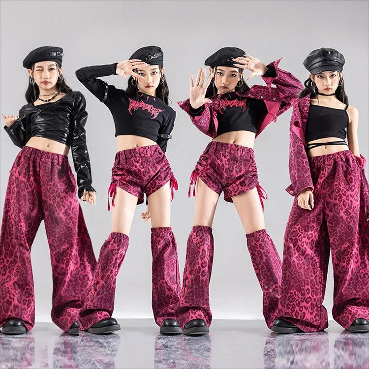 ピンク 豹柄 キッズ ダンス衣装 セットアップ 女の子 チア チアガール