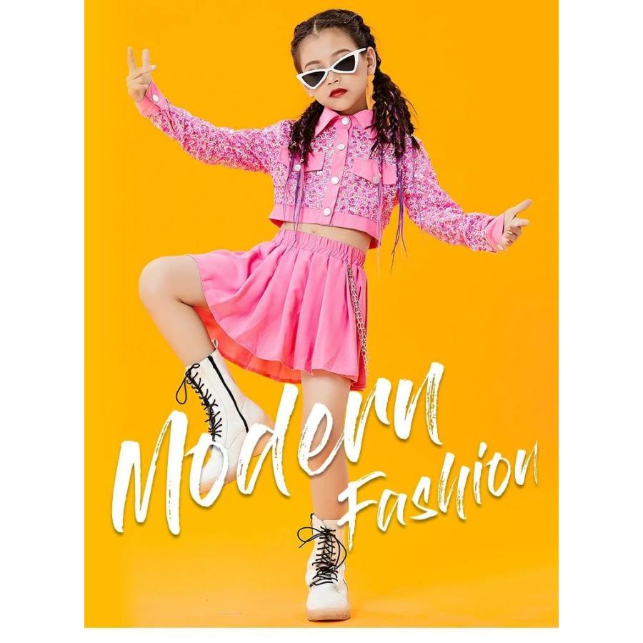 ピンク スパンコール キッズ ダンス ダンス衣装 スカート 女の子