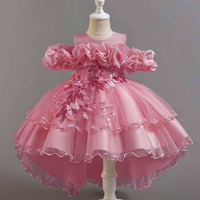 女の子 プリンセスドレス フィッシュテール キッズ ドレス 子供 半袖
