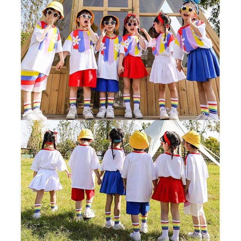 キッズ ステージ衣装 チアダンス 衣装 子ども 半袖シャツ スカート