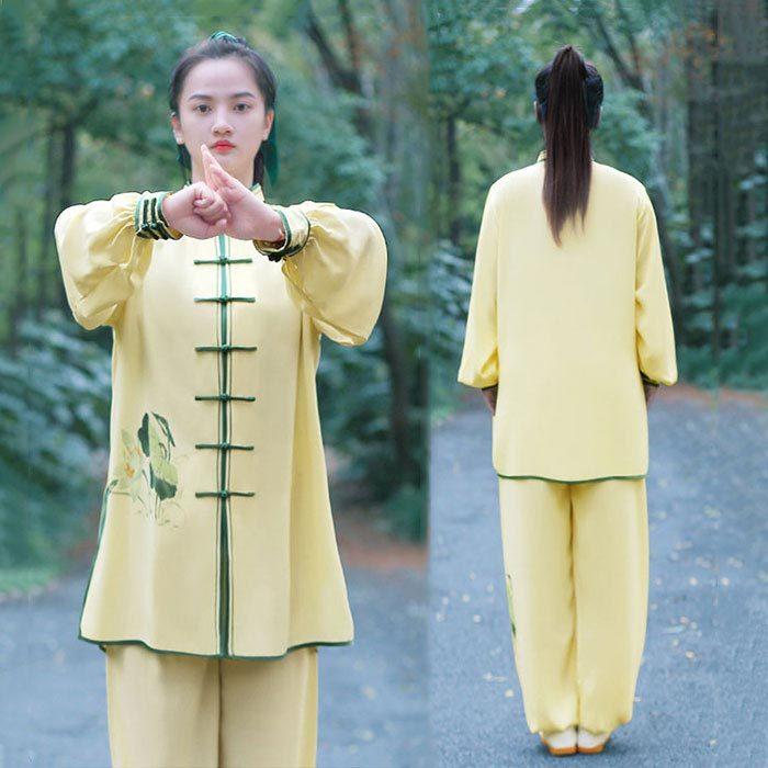 太極拳 服 上下セット 長袖シャツ 前開き パンツ レディース 大人 太極