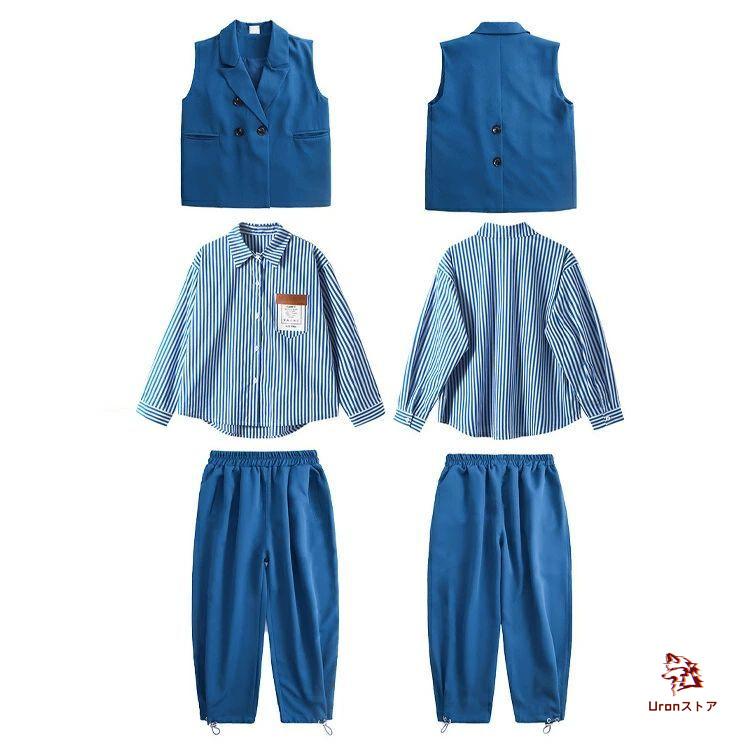 青 ブルー キッズ ダンス衣装 セットアップ 女の子 男の子 ベスト