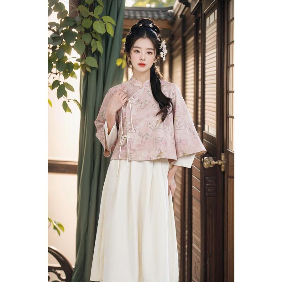 レディースチャイナ漢服 秋冬チャイナドレストップス ナチュラル羽織