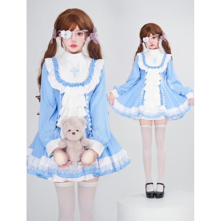 レディースロリータワンピース 十字架メイド服 メイド制服 ロリータ
