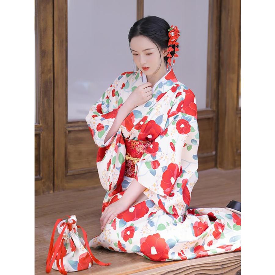 椿柄】浴衣 ゆかた yukata レディース 女性 作り帯 セット 2点セット