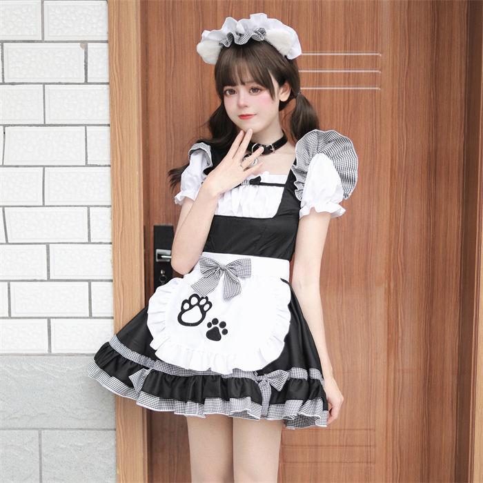 メイドコスプレ 半袖 ロリータワンピース コスプレ衣装 5点セット 