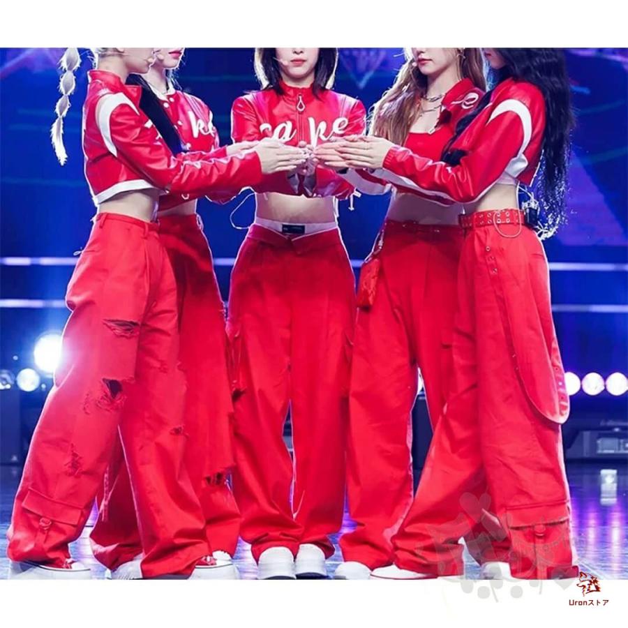 韓国*UMBRO■[ITZYイェジ着用]ポップラッシュカーゴスカート ティーンズ 大人 K-POP 韓国 レッド フェイクレザー カーゴ