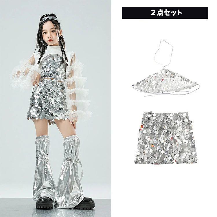 シルバー セット スパンコール タンクトップ キラキラ トップス へそ