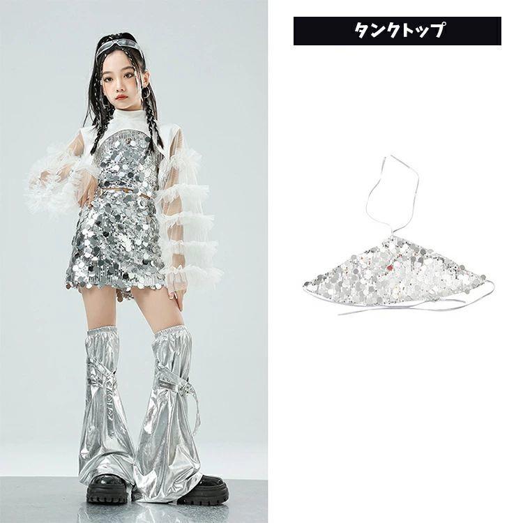 シルバー セット スパンコール タンクトップ キラキラ トップス へそ