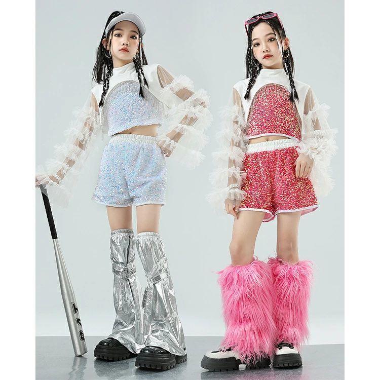 シルバー セット ピンク トップス スパンコール キラキラ 長袖