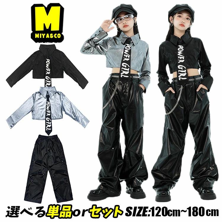 シルバー 黒 シャツ 長袖 光沢 キラキラ ショート丈 へそ出し PUレザー