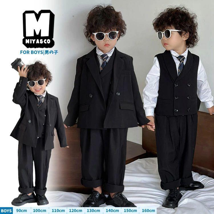 子供スーツ セットアップ 男の子 ブラックフォーマル パンツスーツ
