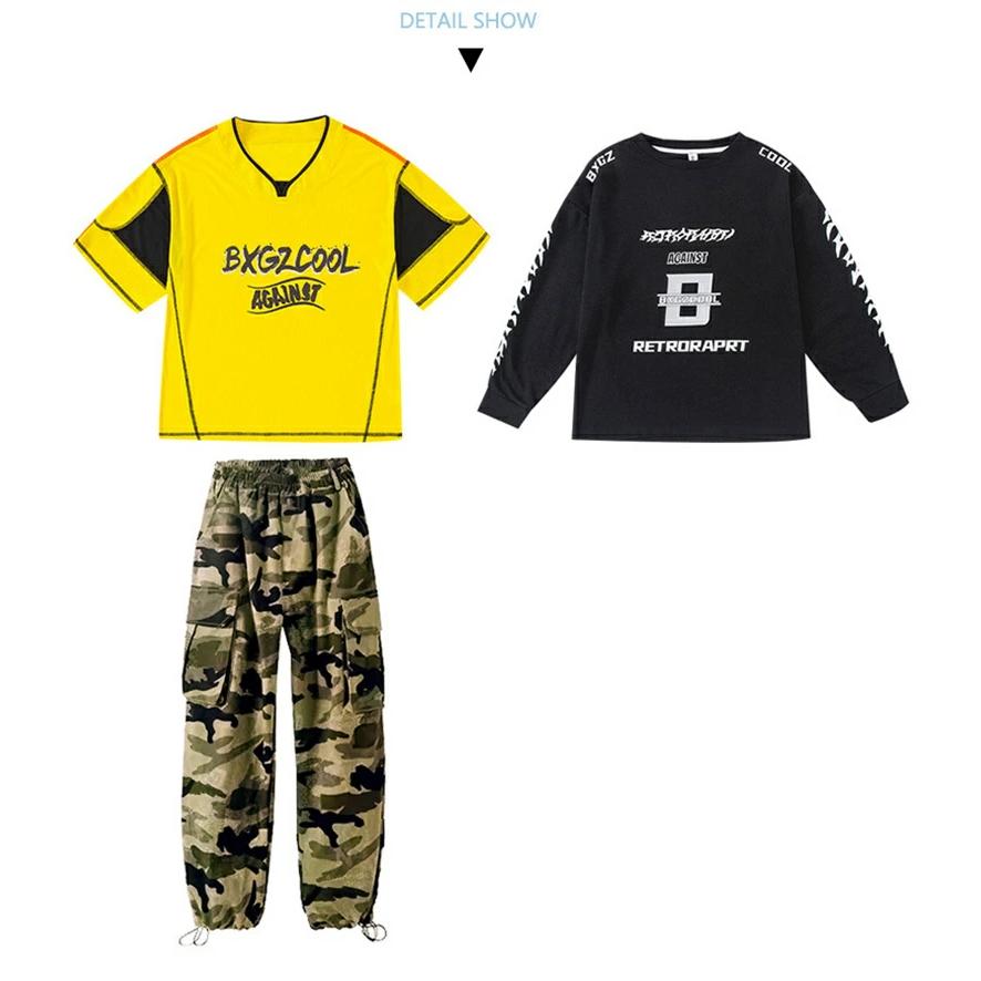 イエロー ユニフォーム キッズ ダンス衣装 ヒップホップ 長袖 トップス