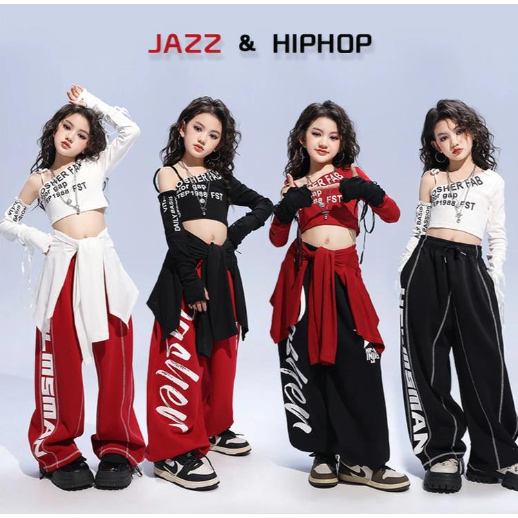 k-pop 衣装 赤ズボン 黒パンツ 韓国 キッズダンス衣装 セットアップ