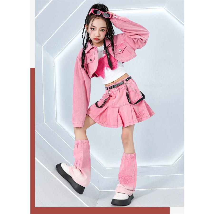 k-pop 衣装 デニムスカート レッグカバー キッズダンス衣装