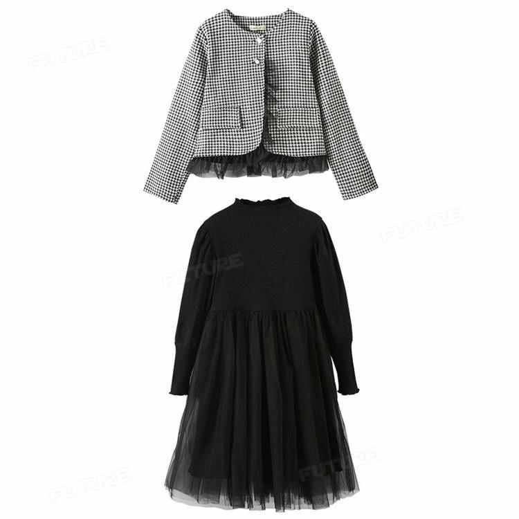 卒業式 スーツ 女の子 ツイードジャケット 子供ドレス ワンピース 黒