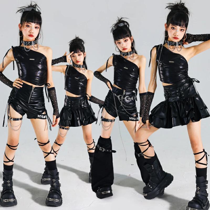 キッズ ダンス 衣装 女の子 ブラック k-pop 韓国 アイドル シルバー