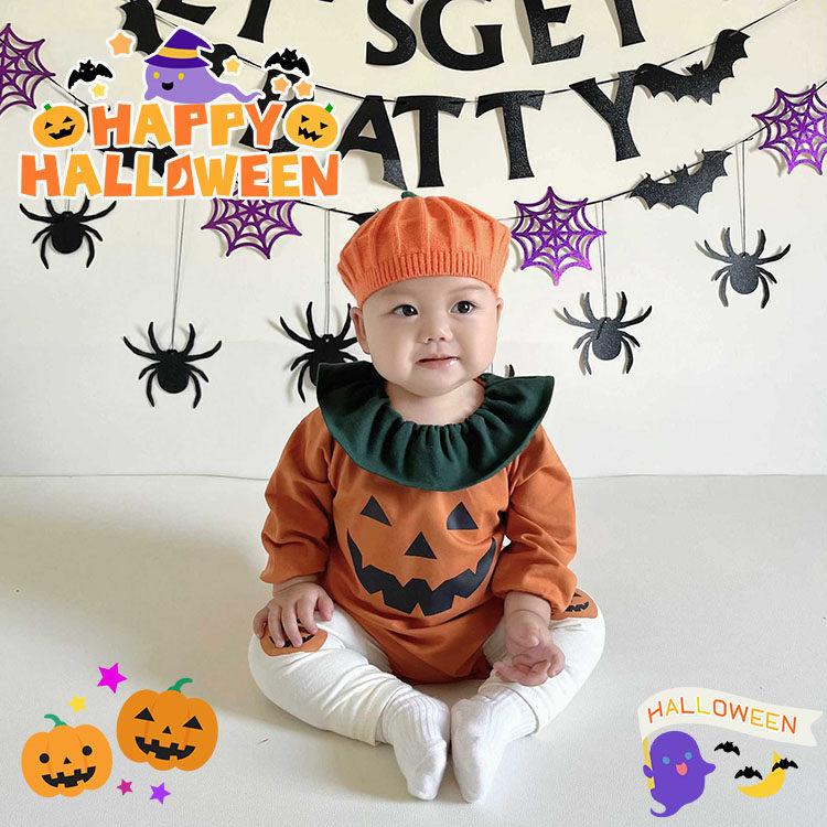 カボチャ衣装 ハロウィン ベビー 1歳 2歳 ロンパース コスプレ 仮装