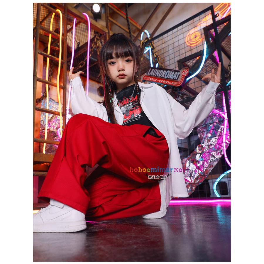ダンス衣装 白シャツ 長袖シャツ 女の子 男の子 カジュアルシャツ
