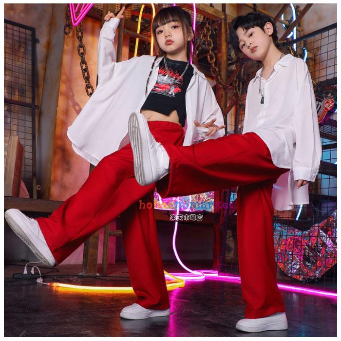 ダンス衣装 白シャツ 長袖シャツ 女の子 男の子 カジュアルシャツ