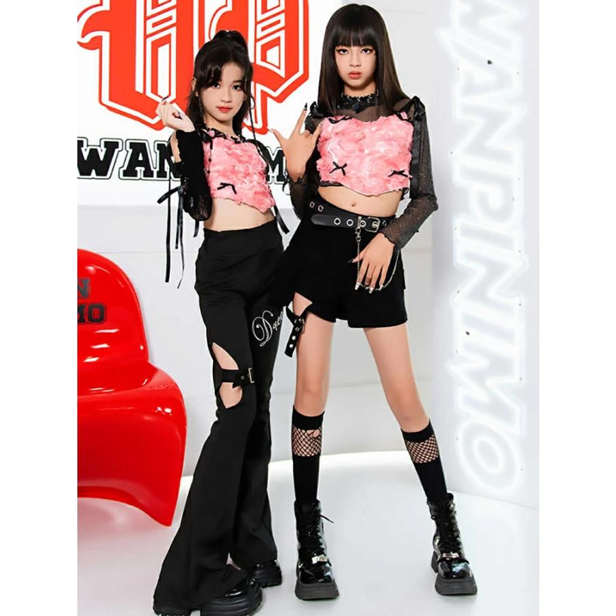 ヒップホップピンク 秋 キッズ ダンス 衣装 ファッション 女の子 子供