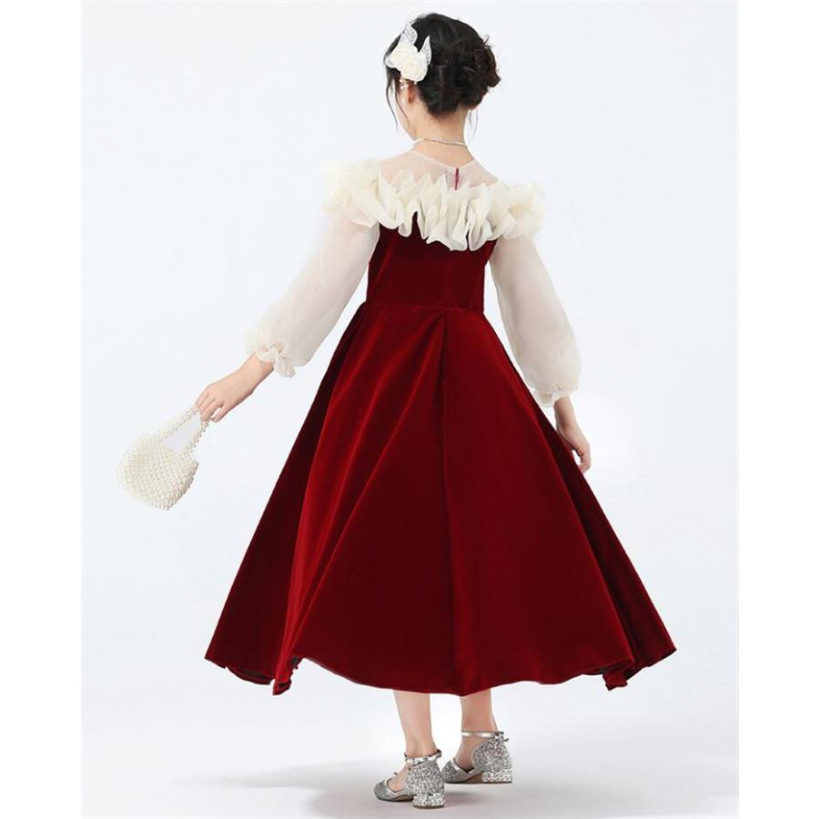 子どもドレス 子供ドレス発表会 ピアノ発表会 ドレス 赤 白 長袖 中学生 子供 パープル 子供ワンピース 発表会ドレス フォーマルピアノ発表会子どもドレス キッ | ブランド登録なし | 05