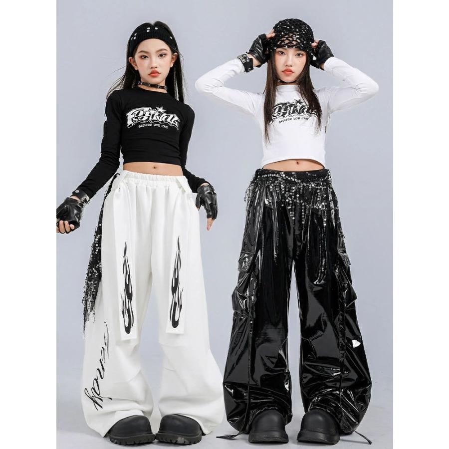 モノトーン ブラック ホワイト へそ出し 長袖 女の子 子供服 キッズ