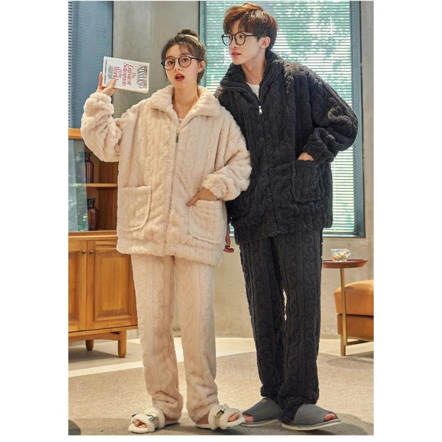 ペアパジャマ レディース フランネル クマ柄 ルームウェア パジャマ