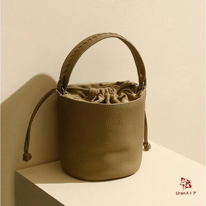 本革 バケツ型 バッグ 巾着バケツバッグ ハンドバッグ レディース 大人