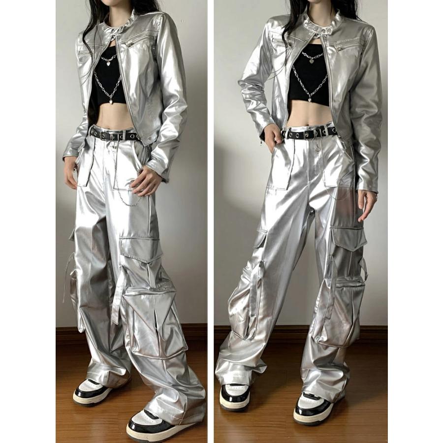 シルバー 韓国 ジャズダンス 衣装 大人 レディース レーシング