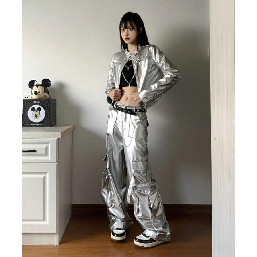 シルバー 韓国 ジャズダンス 衣装 大人 レディース レーシング