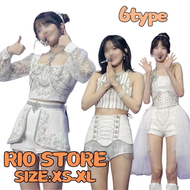韓国 アイドル衣装 白 レディース ダンス衣装 セットアップ ガールズ グループ k-pop jazz ダンス 演出服 ヘソ出し スカート 短パン  チアガール  ダンスウェア の商品画像