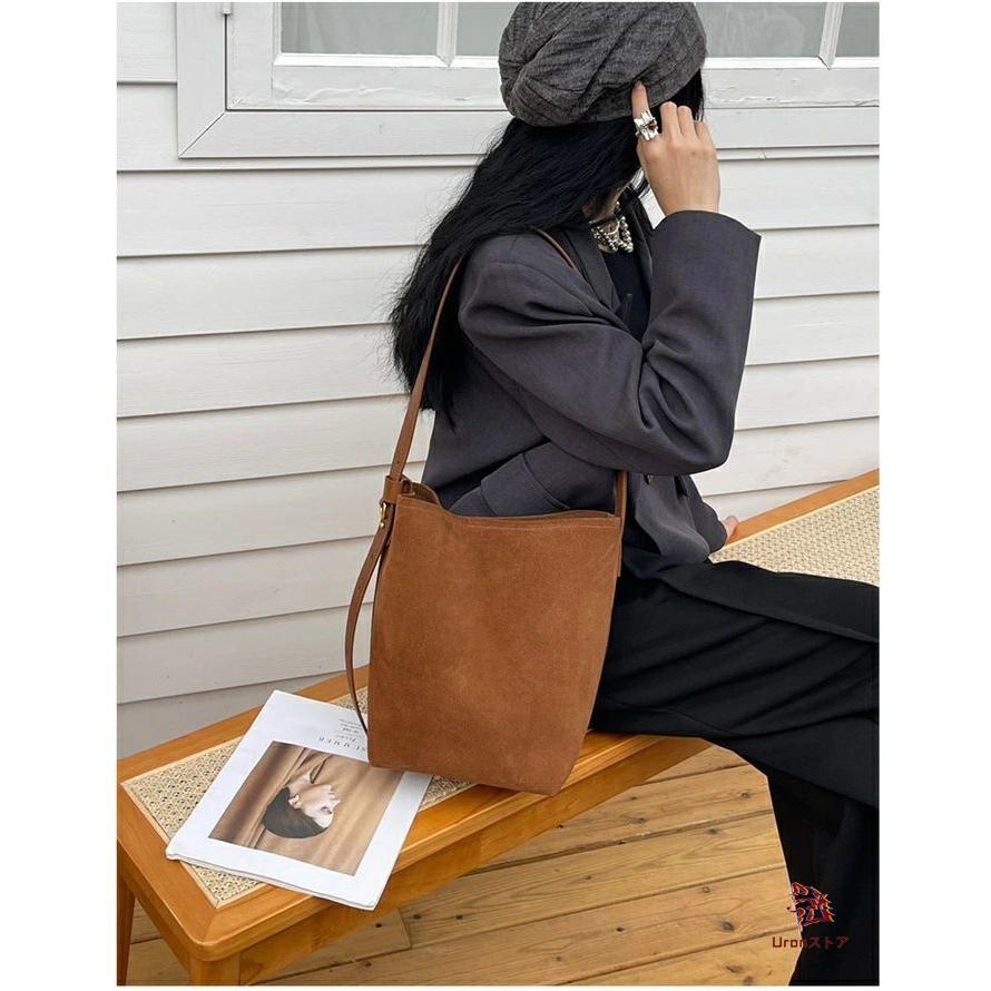 トートバッグ 本革 バケツ型バッグ スエード レディース バケツバッグ