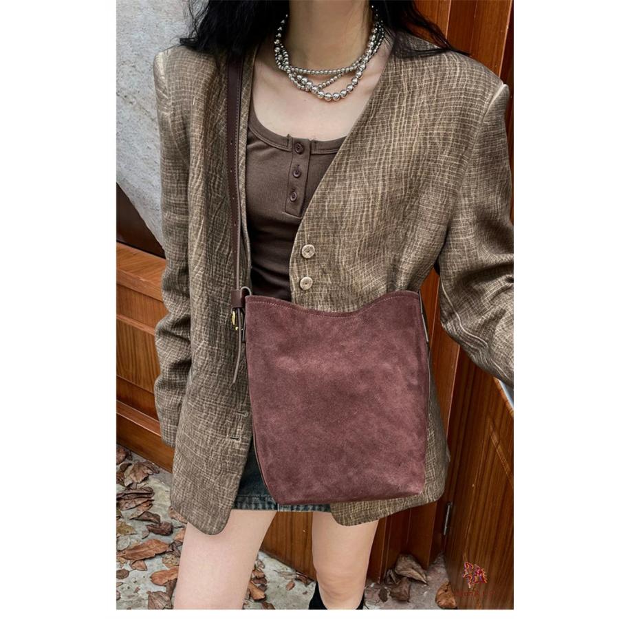 トートバッグ 本革 バケツ型バッグ スエード レディース バケツバッグ