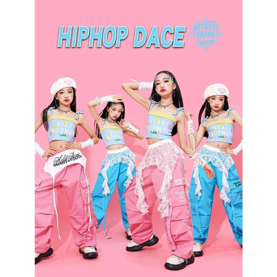 キッズ ダンス衣装 カーゴパンツ ピンク ブルー セットアップ ジャズ