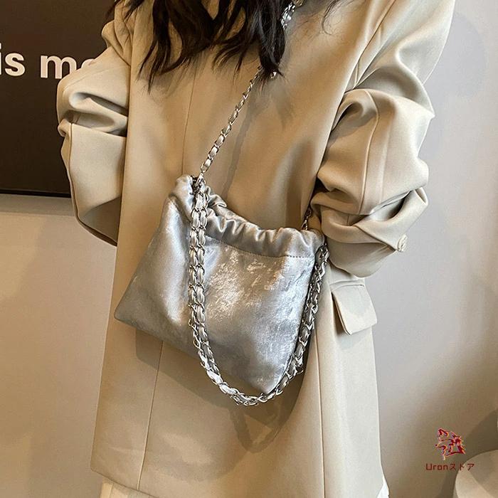チェーンバッグ レディース ショルダーバッグ ギャザー 巾着 斜めがけ