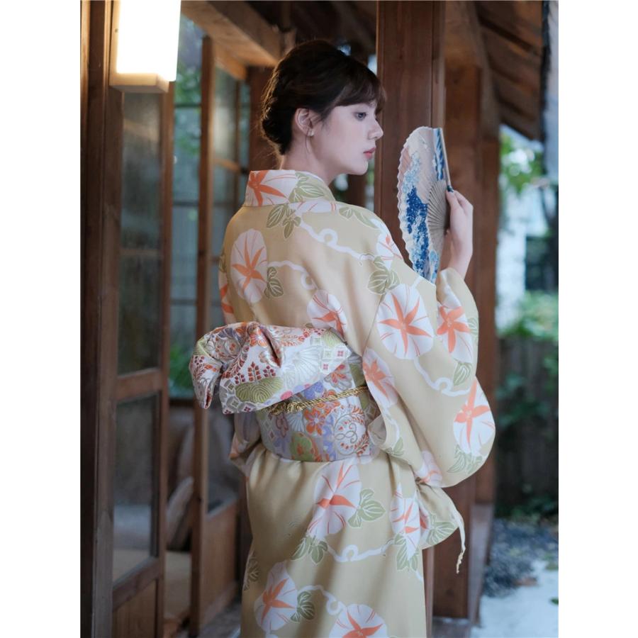 エレガント 古典柄 女性浴衣 レディース 夏着物 和服 抹茶色 グリーン