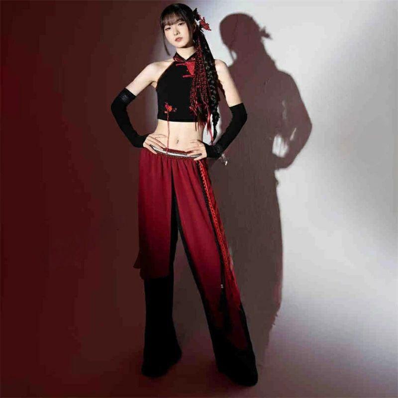 洋服ダンス　アジアン風 楽天市場】中華風 チャイナ風 赤 黒 キッズダンス衣装