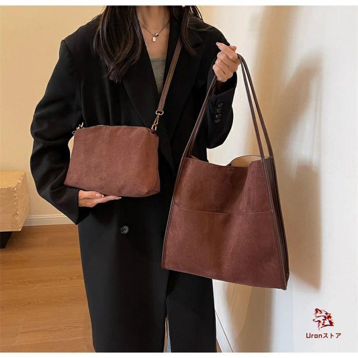 トートバッグ レディース 大きめ スエード調 バッグ 切り替え 縦型 大