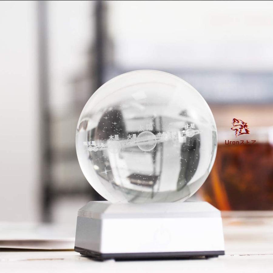 宇宙 クリスタル ボール 80mm 太陽系 水晶玉 八つ惑星 インテリア 置物