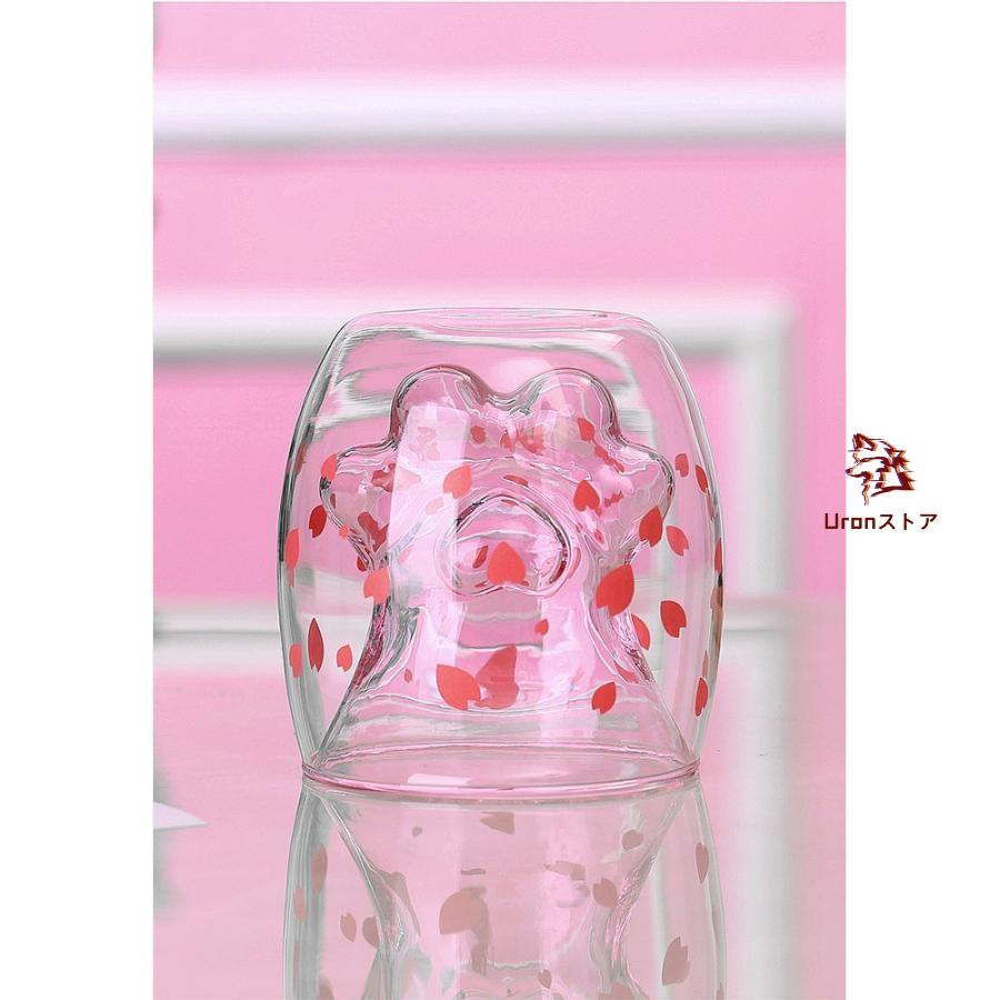 猫爪カップ 断熱 二重ガラス パビーナ ロゴ サクラ 桜 さくら 花びら