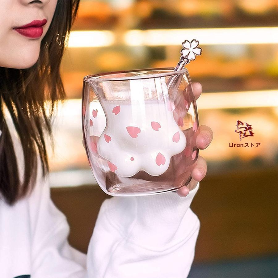 猫爪カップ 断熱 二重ガラス パビーナ ロゴ サクラ 桜 さくら 花びら