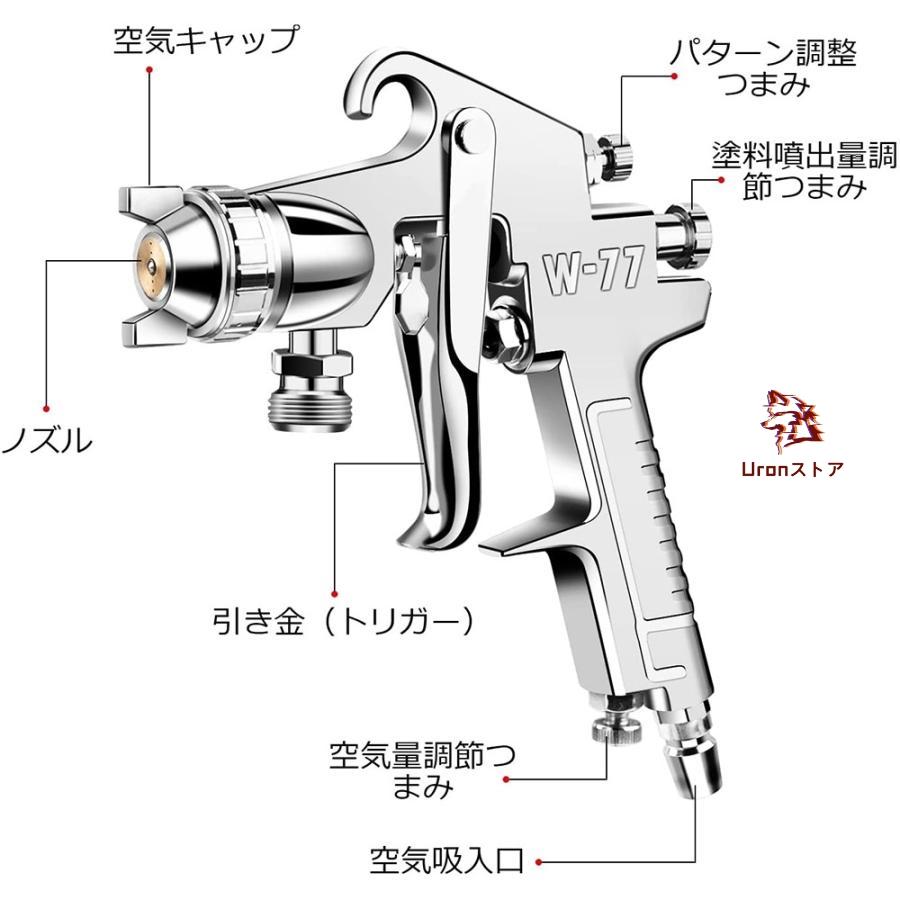 スプレーガン ペイントスプレー 吸上式 口径2.5mm カップ容量1000cc