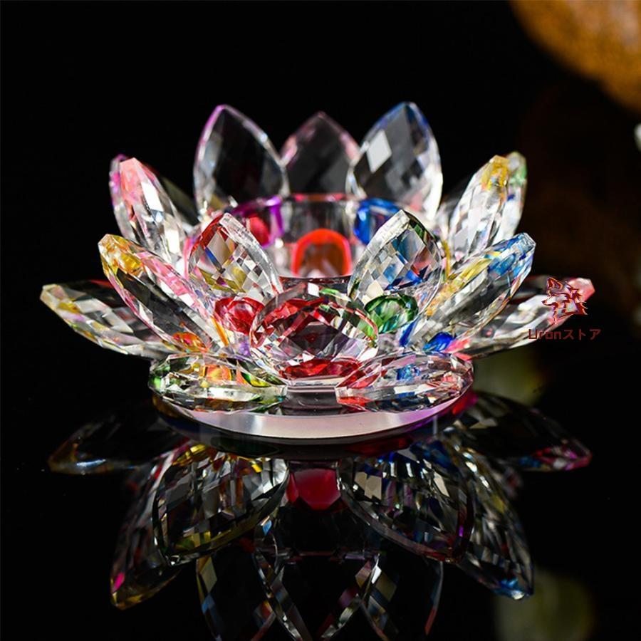 開運 クリスタルガラス 2点セット蓮 花 風水 ヒーリング 置物