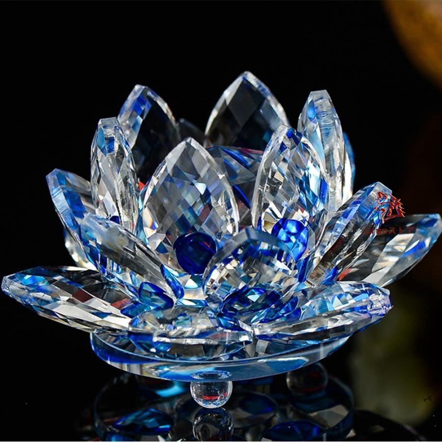開運 クリスタルガラス 2点セット蓮 花 風水 ヒーリング 置物
