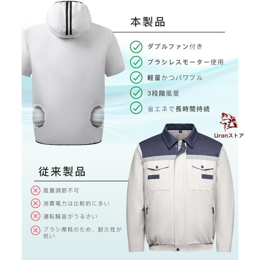 空調作業服 扇風機 空調ウェア 薄型 大風量 夏 半袖 ファン付き