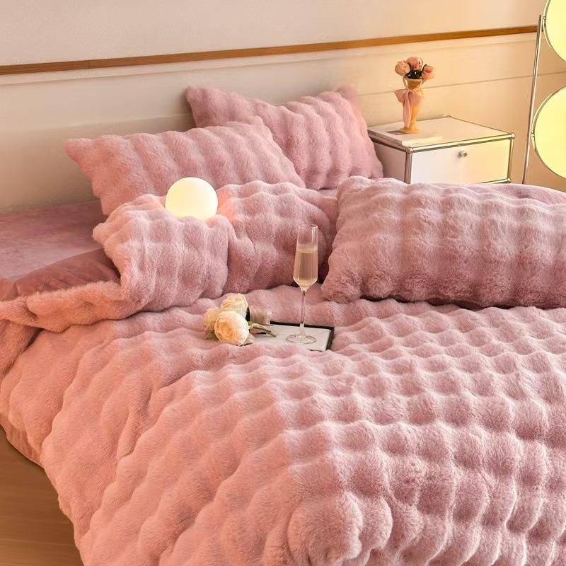 SNS人気話題になった』布団カバーセット もこもこ 4点セット 枕カバー