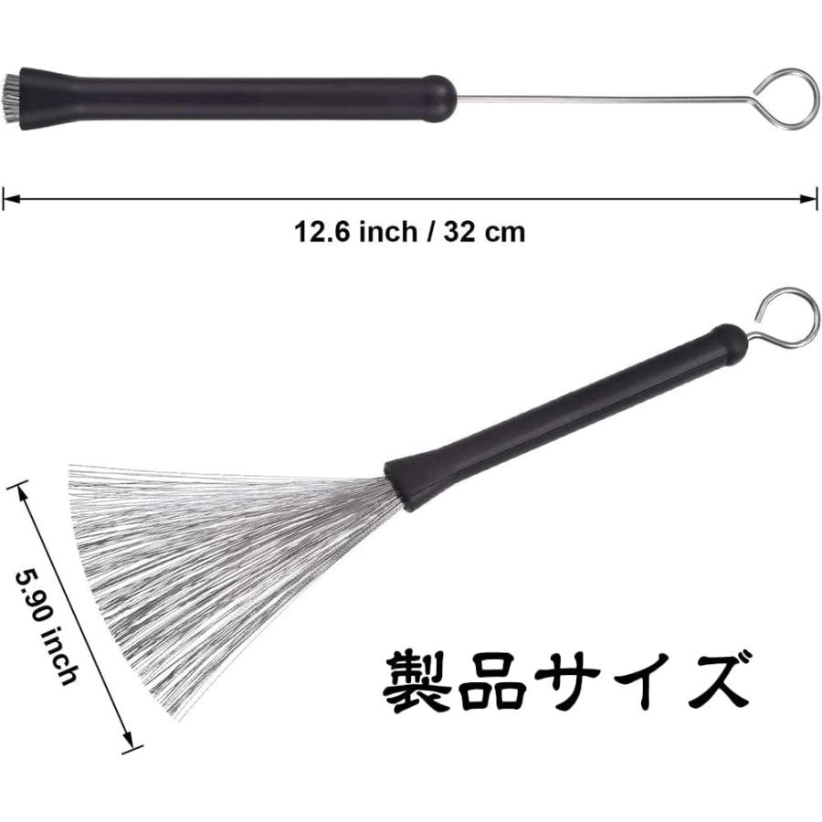 ドラムブラシ 2個セット ワイヤーブラシ ドラムスティックブラシ