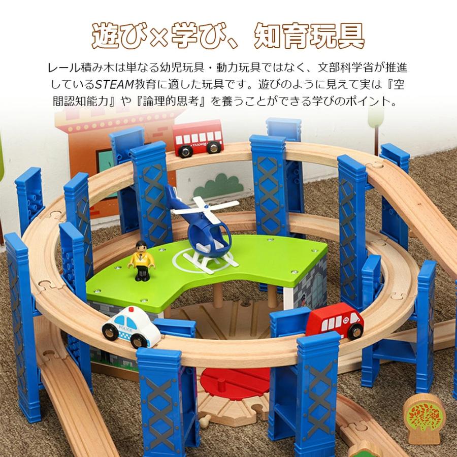 【新登場】 木製レール 知育玩具 木製レールセット  デラックスセット 鉄道 パズルブロックトイ STEAM教育 空間認知 思考力 創造 力レール 組立て 教育 新パの画像
